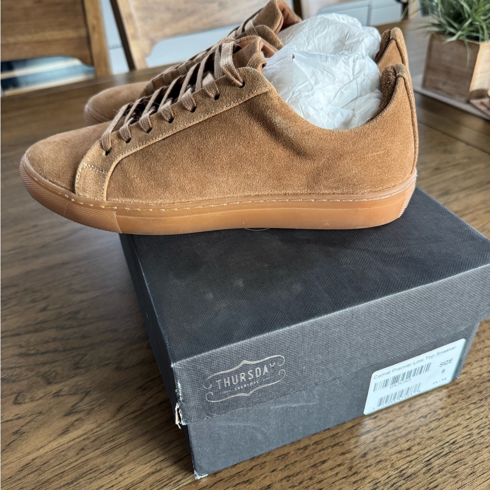 Thursday Boot Company Tan Suede Sneakers with Minimalist Design